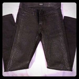 Hudson black half leather jeans